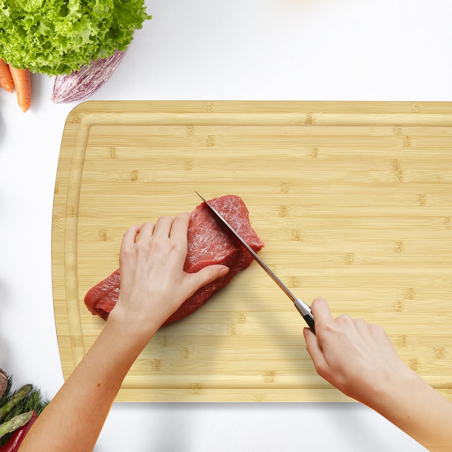 Extra Large Bamboo Cutting Board 30x20 Inch Wood Gas Stove Top Cover, Chopping Board with Deep Juice Grooves, Reversible & East to Clean for Home Restaurant Kitchens