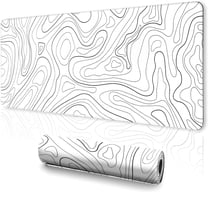 ACDANC White Mouse Pad, Topographic Mouse Pad Large, Gaming Mouse Pad, XL Mousepad, Keyboard and Mouse Pad, Desk Mat, 31.5 x 11.8 in, Minimalist Contour for Office
