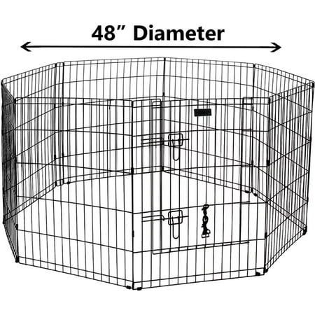 Ultimate Folding Dog Animal Pet Playpen Wire Metal 8 Panel Octagon Black Wire Enclosure Fence Exercise Popup Kennel Crate Tent Portable Gate Cage(XX-Large (Best Electric Dog Fence For Large Dogs)