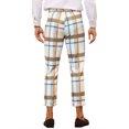 thumbnail image 3 of INSPIRE CHIC Plaid Cropped Pants for Men's Slim Fit Business Checked Slacks Beige 28, 3 of 5