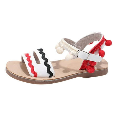 

Girls Shoes Toddler Little Girl Sandals Flower Princess Dress Shoes Summer Flats Kids Shoes(Color:Red Size:9.5)