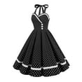 thumbnail image 2 of SWSMCLT Women's Summer Vintage Dress 1950s 50s 60s Sundress Midi A Line Sleeveless Halter Cotton Cocktail Date Night Dresses Polka Dots Medium, 2 of 3