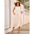 thumbnail image 5 of Summer Dresses for Women Casual Maxi Dress Vacation Long Sundresses Plaid Striped with Pockets Camel Stripe L, 5 of 9