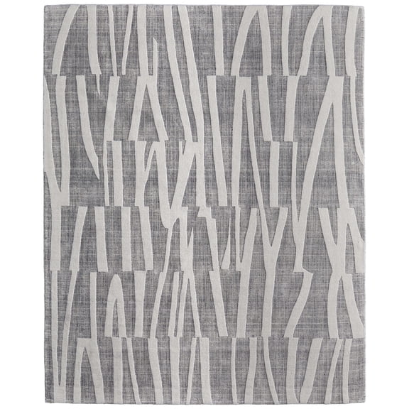 Feizy Peconic Modern Abstract, Gray/Ivory, 2' x 3' Accent Rug Stain Resistant Kid Friendly Handmade Industrial Stripes Floor Rug for Living room Bedroom