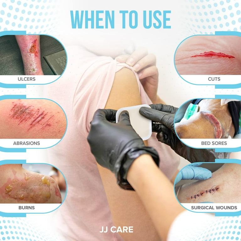JJ CARE Hydrocolloid Dressing 2x2 [Pack 10], 0.8MM Thick Hydrocolloid  Bandages with Border, Self-Adhesive Thin Hydrocolloid Wound Dressing, Wound  Care Bandages for Bedsores and Blisters - Walmart.com