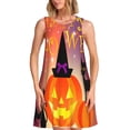 thumbnail image 1 of Vsdgher Robes d'Été Imprimé Halloween pour Femmes Robe Décontractée Col en U Sans Manches Robe Débardeur Ample avec Poche, 1 of 7