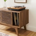 thumbnail image 3 of Modway Render Wood & Vinyl Record Display Stand with Sliding Door in Walnut, 3 of 8