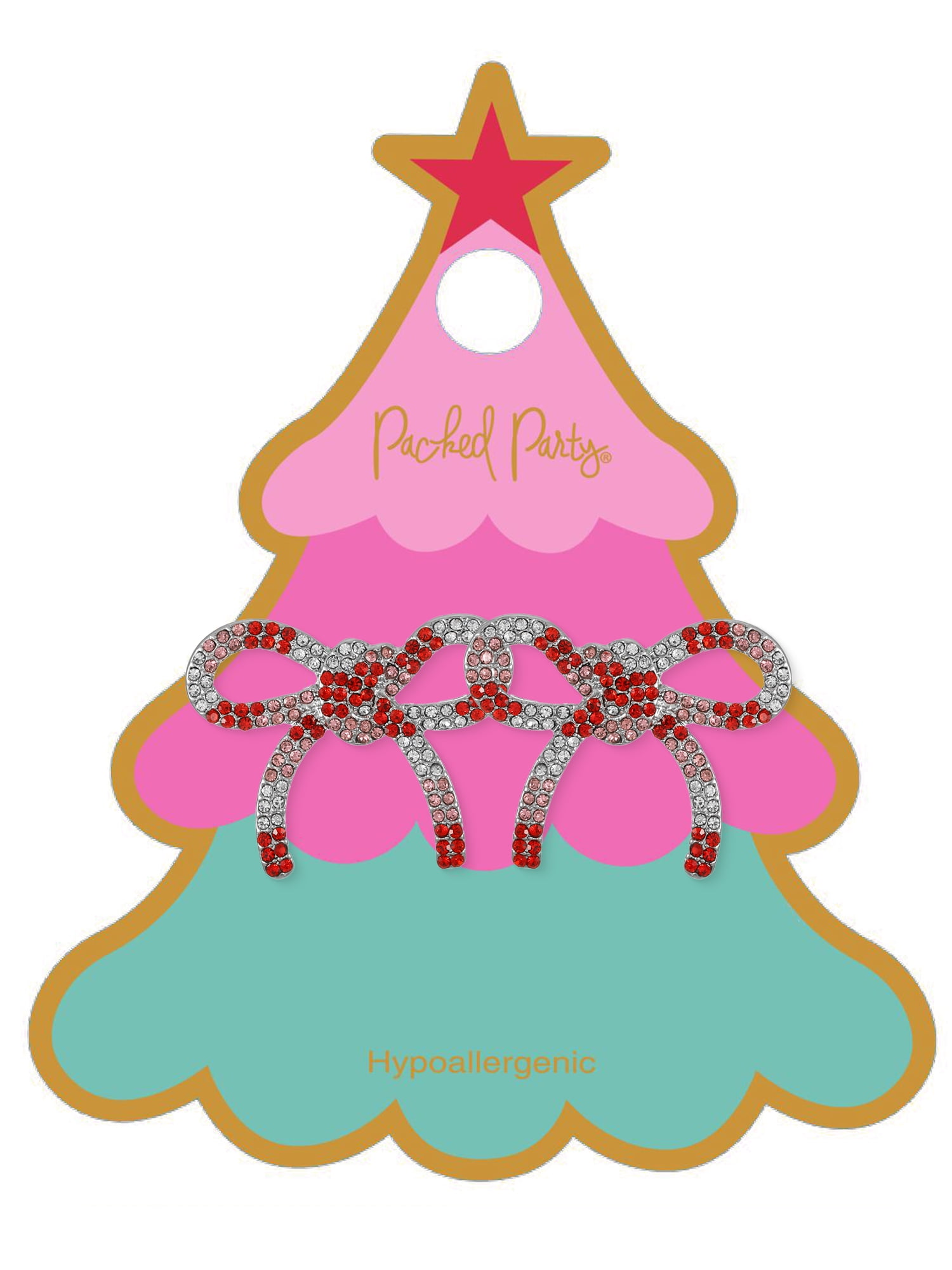 Packed Party Bow Candy Cane Earrings