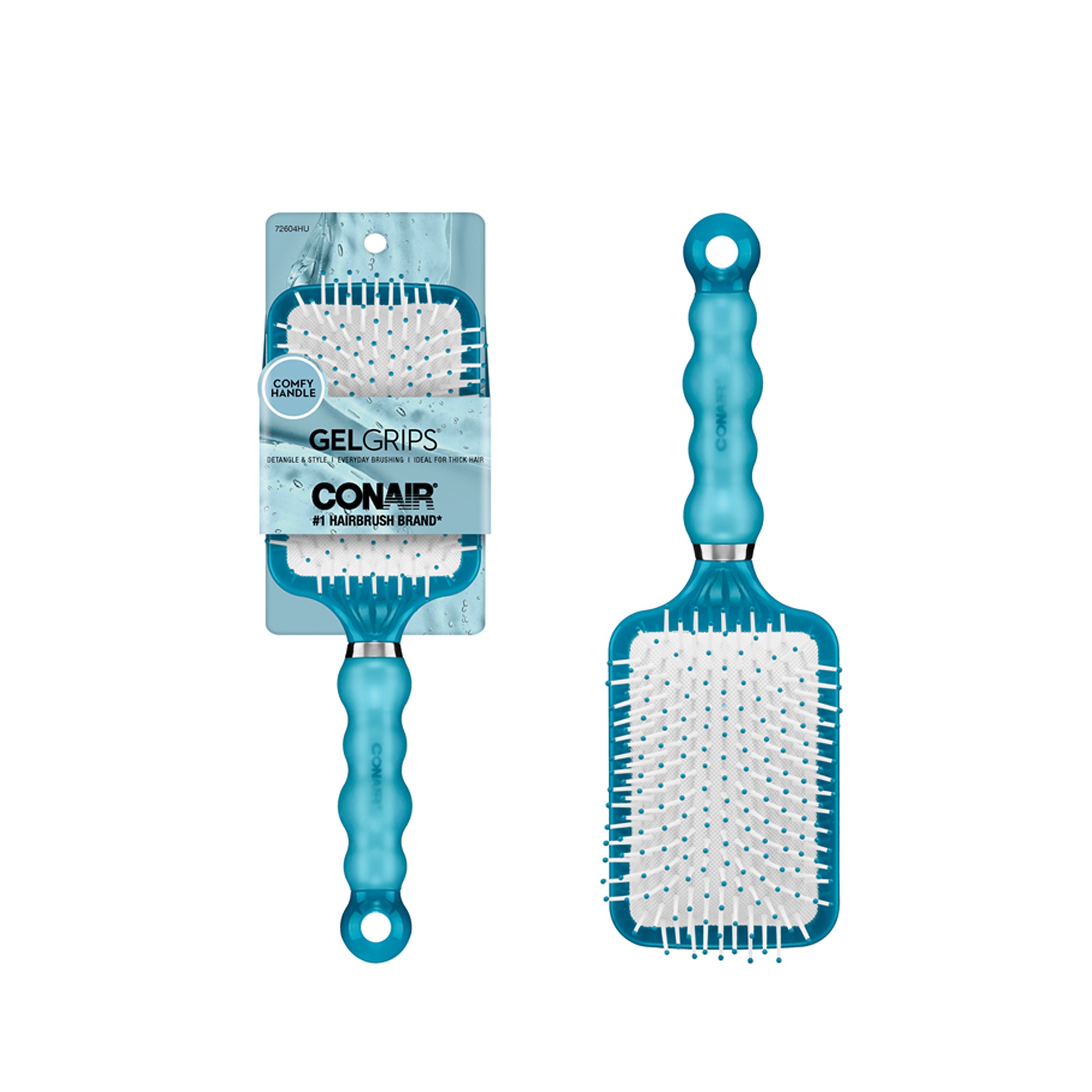 Conair Gel Grip Nylon Bristle Paddle Hairbrush with Comfy Handle, Colors Vary - image 5 of 8
