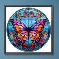 thumbnail image 1 of Cuadros Decorativos Kit de pintura de diamante de taladro redondo completo 5D DIY mariposa de vidrieras (sz4282) Wdftyju  embutido en tela, 1 of 6