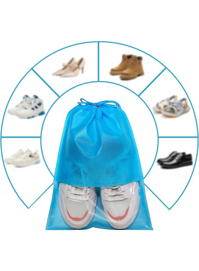 15-Piece Non-Woven Dust Proof Travel Shoe Bags Fabric 32x44cm, blue portable travel shoe bag, space-saving dust-proof storage bag