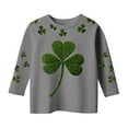 thumbnail image 4 of Girls St. Patrick's Day Print 3/4 Sleeve Top Clover Print Crew Neck School T Shirt Grey 10 Y-11 Y, 4 of 4