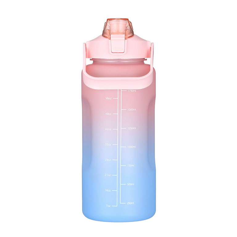 RYI Large Half Gallon 64 OZ Motivational Water Bottle with Straw Time  Marker BPA Free for Sport and Fitness Blue Purple
