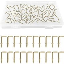 1/2" Screw in Hooks, 100Pcs Copper Plated L Shaped Hooks Shouldered Dresser Cup Hooks Right Angle Hooks Self Tapping screw Hooks for Indoor and Outdoor Hanging (Gold)