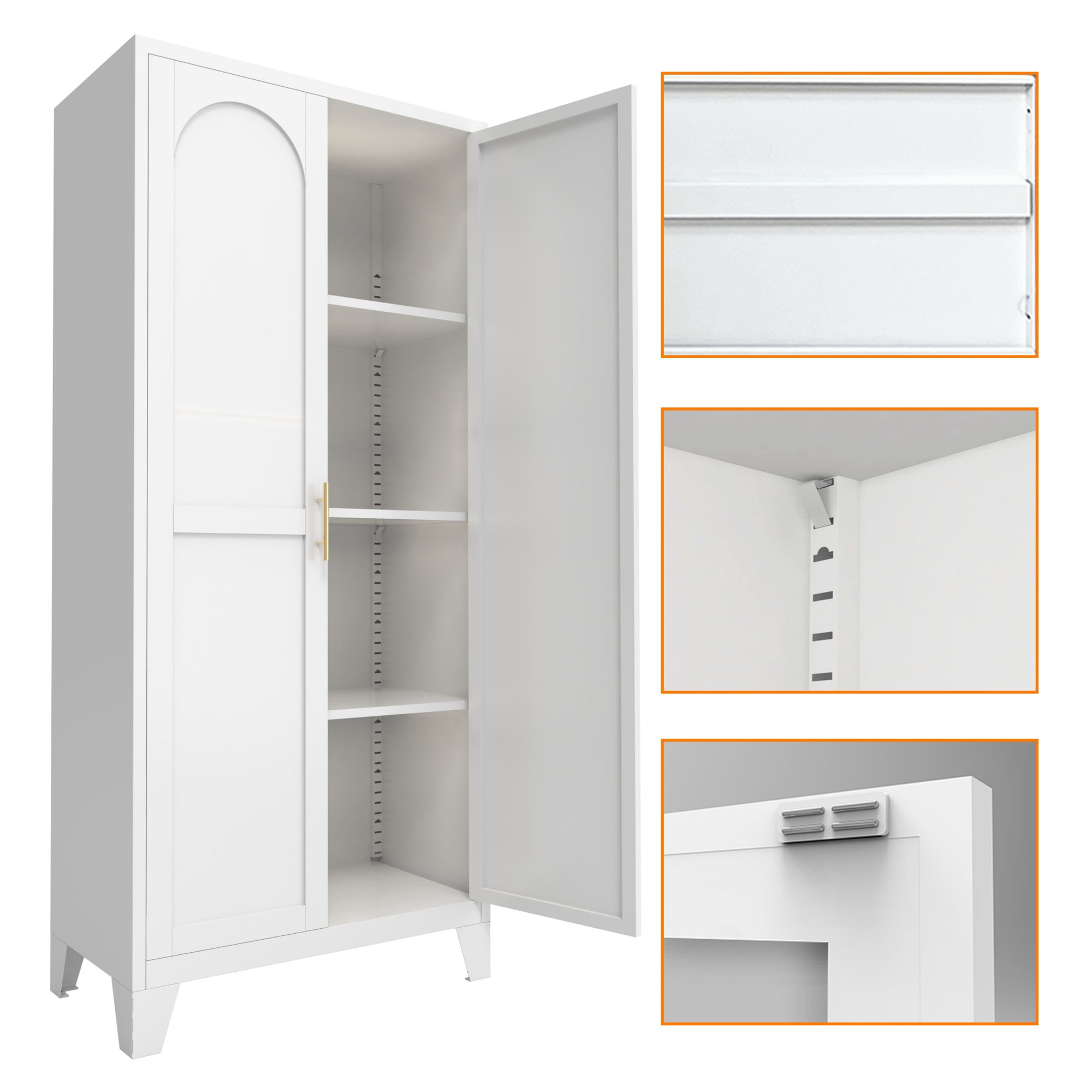 61" Metal Storage Cabinet with Doors and Adjustable Shelves,Garage Storage Cabinet for Home,Office,