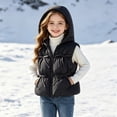 thumbnail image 3 of YUANxueke Girls Puffer Vest Bowknot Trim Lightweight Sleeveless Hooded Jackets Fashion Cute Vests Quilted Coat,Black,2 Years, 3 of 8