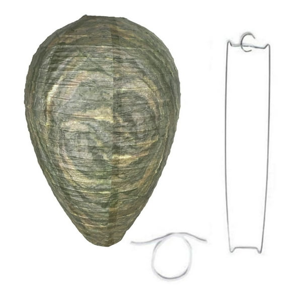 Pebbuoy Wasp Nest Decoy Hanging Bee Deterrent Paper Lantern 22*28CM Drive Bee Hive Swirl Cloth Environmentally Friendly Stainless Steel Home Garden