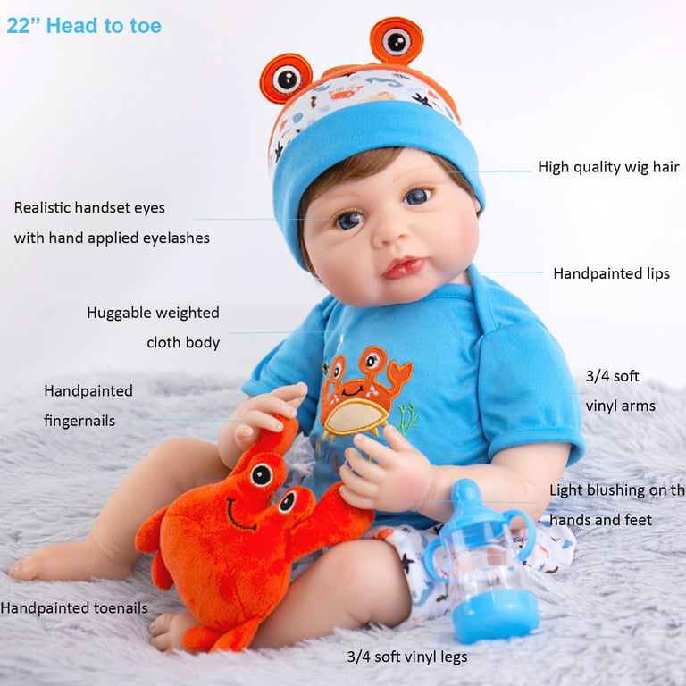  Aori Reborn Baby Dolls - 22 inch Lifelike Realistic Baby Girl  Doll with Feeding Toy Accessories for Kids 3+ : Everything Else