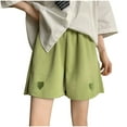 thumbnail image 2 of Honeeladyy Womens Slip Shorts Fashion Casual Womens Heart Embroidery Pockets Ladies Loose Shorts Pants, 2 of 4