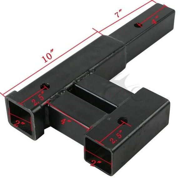 4000LB Capacity 2" Dual Trailer Hitch Adapter - Adjustable Rise/Drop Extender for SUV, Truck, Camper Towing Compatibility