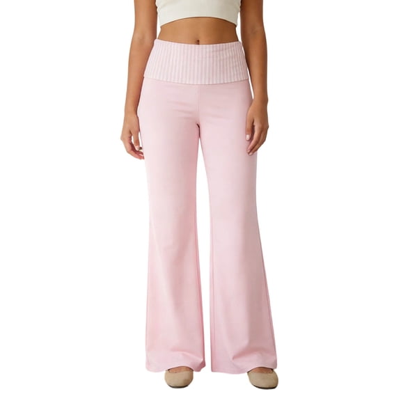 RUTAYY Women's Pants Casual Solid Color Low Rise Straight Leg Loose Fit Comfortable Daily Wear Trendy Vibrant Trousers