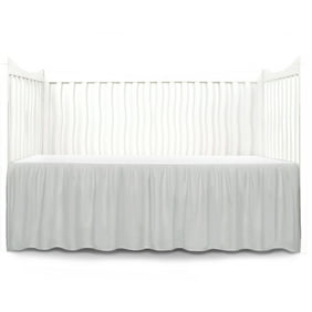 The Peanut Shell Tailored Crib Skirt Solid Grey With White Trim