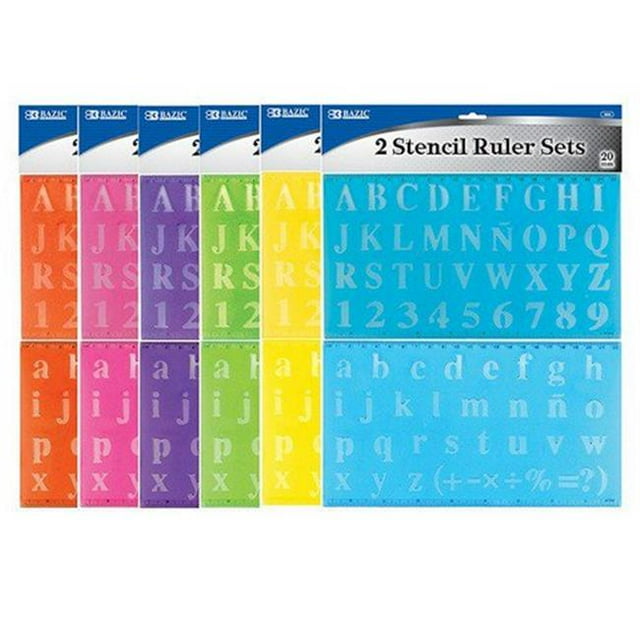 Bazic 305 20mm Size Lettering Stencil Ruler Sets (2/Pack) Box of 24