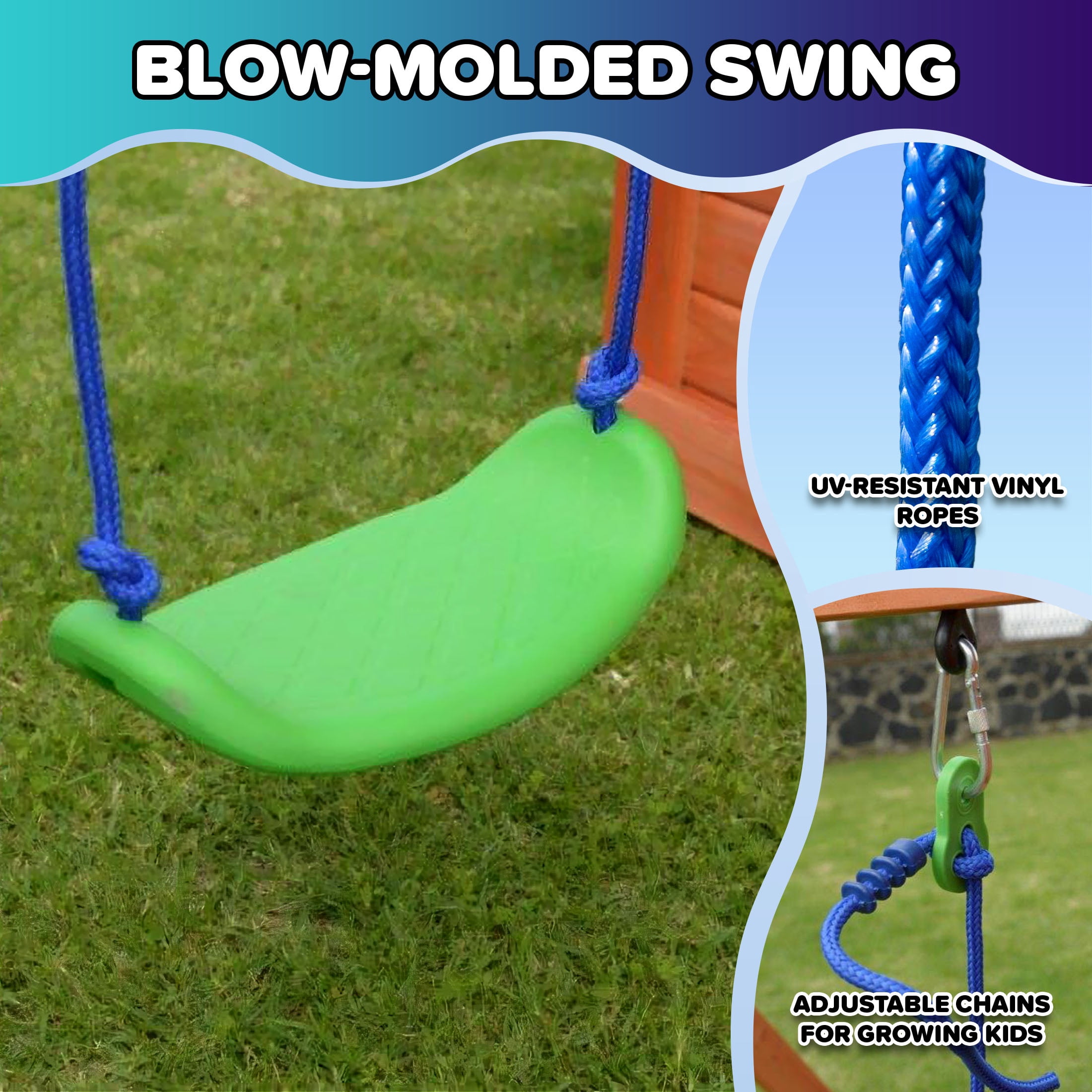Sportspower Wooden Swing and Playhouse Set with Bench & Working Door, for Kids Aged, 3–8, ASTM Certified