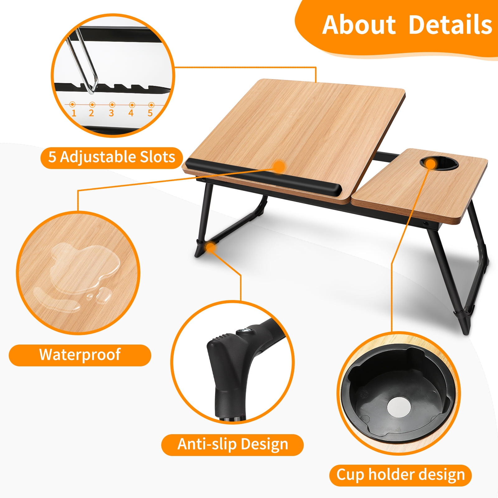 Laptop Bed Tray Table, WLRETMCI Adjustable Foldable Lap Desk for Bed and Sofa, Laptop Desk Notebook Stand for Eating Breakfast, Reading Book