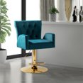 thumbnail image 7 of Swivel Bar Stools with Backs and Arms, Adjustable Bar Stool with Wheels, Counter Height Chairs for Living Room, Velvet Accent Bar Chairs Kitchen Island Stools, with Wood Frame and Metal Base, Teal, 7 of 7