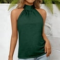 thumbnail image 4 of Duoif Womens Tank Tops, High Neck Sleeveless Top, Loose Fit Beach Vacation Shirt Womens Shirts Blackish Green L, 4 of 7