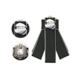 thumbnail image 3 of INSPIRE CHIC Rhinestone Pre-Tied Ribbon Brooch Bow Tie Pin Collar Bow for Women Black One Size, 3 of 4