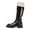 Black, variant on Women's Cozy -Lined Knee-High Boots, Waterproof PU & Plush Leather Patchwork, Heel & Thick Sole, Winter Autumn Casual Elegance