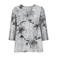 thumbnail image 4 of CLOISE Womens 3/4 Sleeve Tops Casual Shirts Loose Floral V Neck Pullover Fall Clothes Multicolor 2XL, 4 of 5