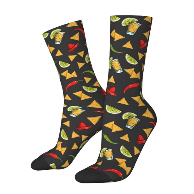 Fotbe Mexican Food Beer Calcetas Largas con Estampado para Hombre y Mujer – Calcetas de Compresión Transpirables y Elásticas, Viajar y Uso Diario Talla 5-11