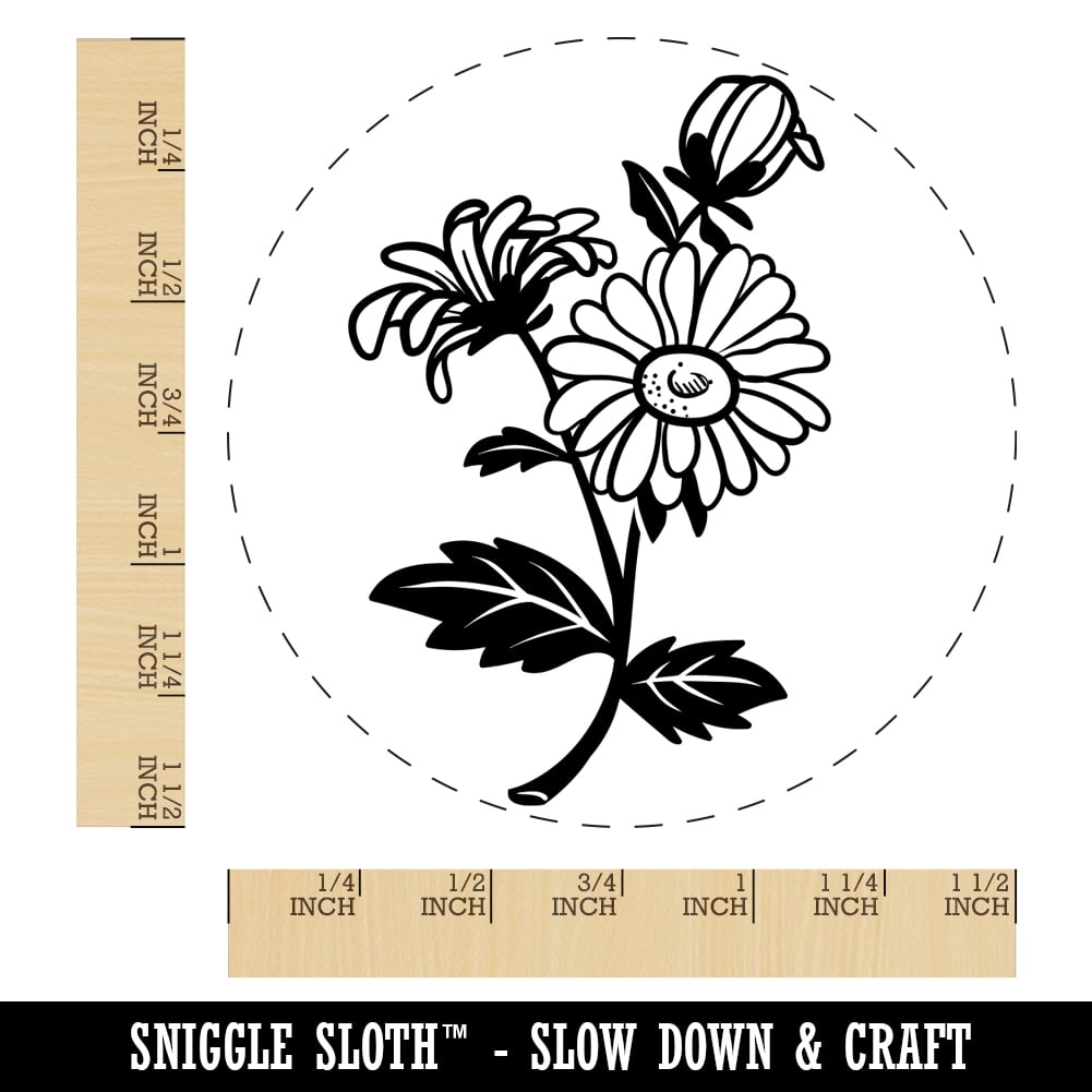 Bundle of Wildflowers Self-Inking Rubber Stamp Ink Stamper - Black Ink - Large 1-1/2 Inch