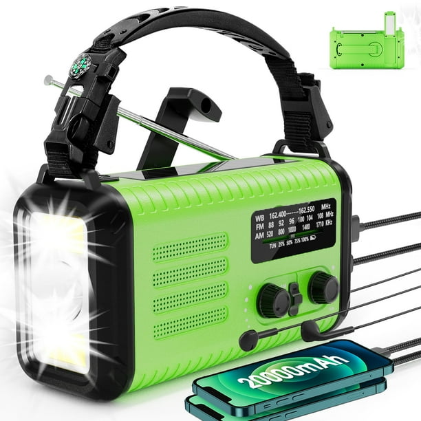 Radio de manivela de emergencia Rckskaya NOAA AM FM con pronóstico de tiempo