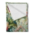 thumbnail image 2 of Ambesonne Jungle Floral Fleece Throw Blanket Medieval Style Bloom 50"x60" Green Multicolor, 2 of 5