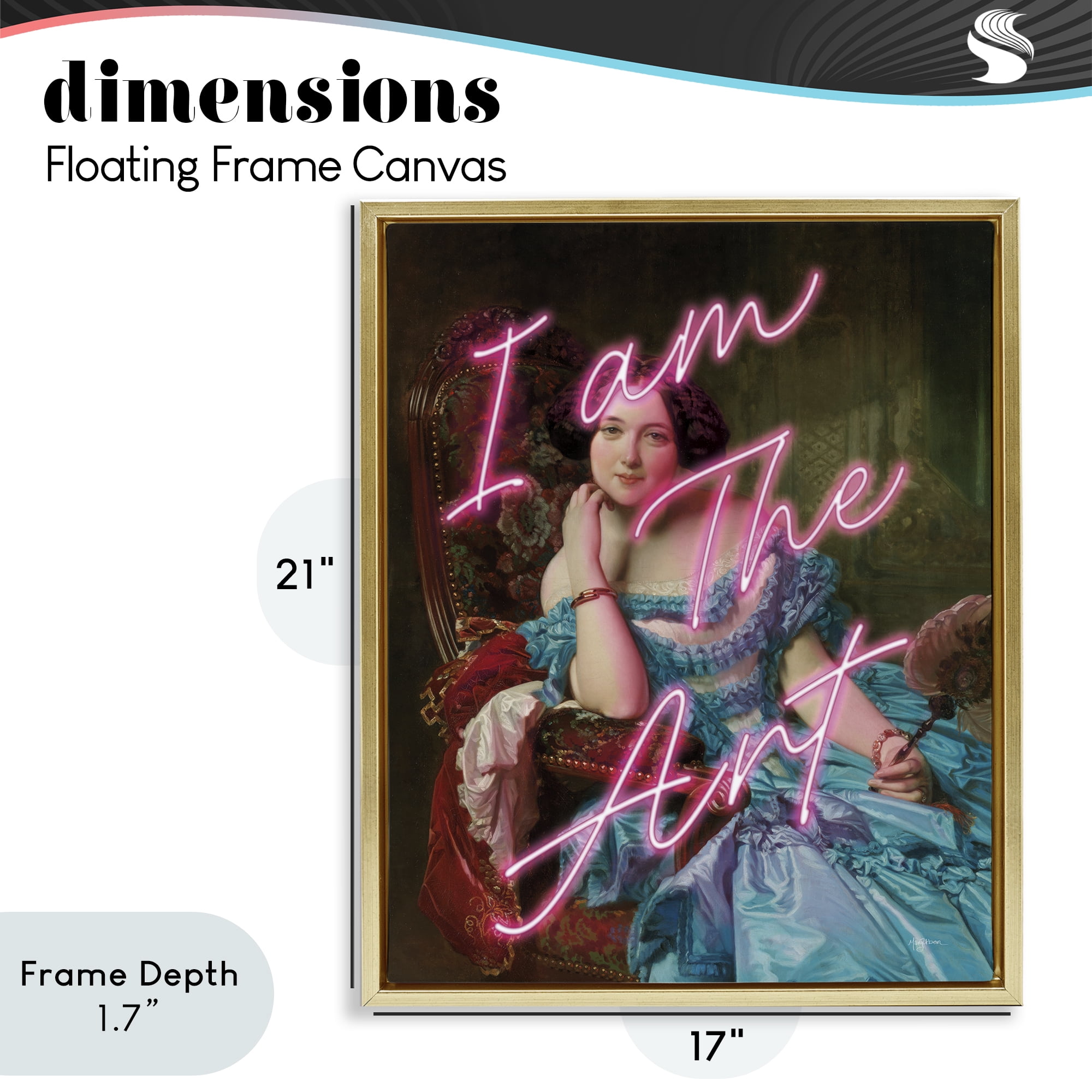 Stupell Industries I Am The Art Portrait Gold Framed Floater Canvas Wall Art, design by Mary Urban