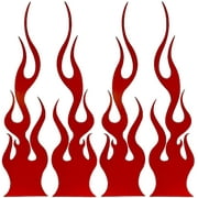 Flame Decals Reflective (2) 1.25"x5.25" Great for Helmets, Motorcycles, Computer Stickers, Phone, Tablet, Hard hat (Red)