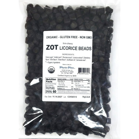 ZOT Organic Licorice Beads, bulk, 2.2 Lb