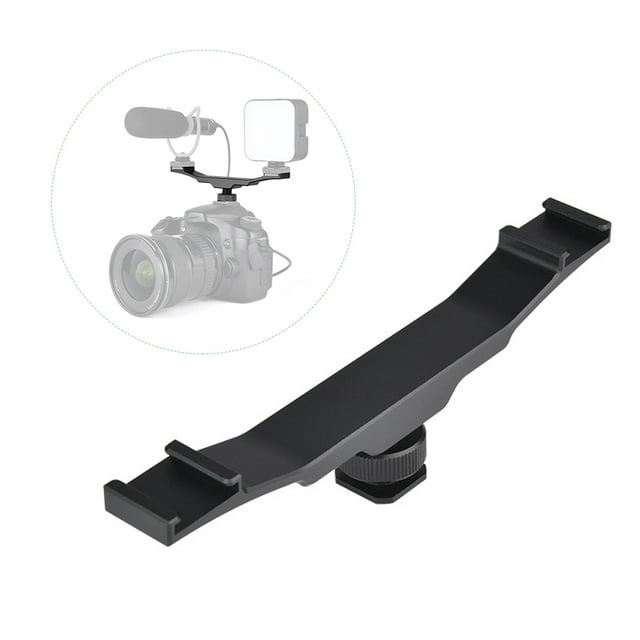 Flash Cold Shoe Bracket, Aluminum Alloy Double Cold Shoe Bracket Anodizing For Supplementary Light