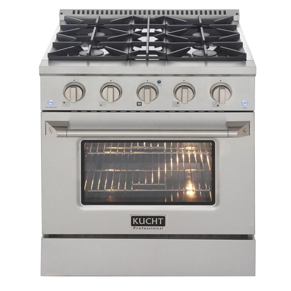 Pemberly Row 30" Stainless Steel Propane Gas Range with Knobs in Silver