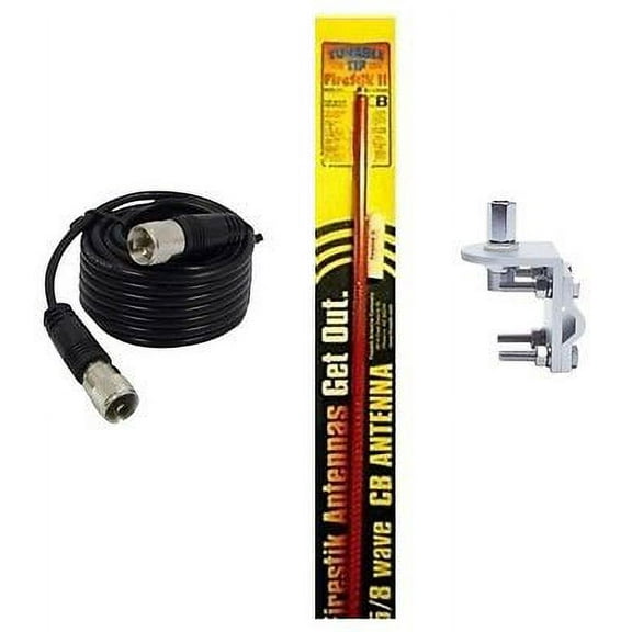 NEW FIRESTIK 2 FS3 R 3FT RED CB ANTENNA, 18FT COAX, BRACKET & STUD