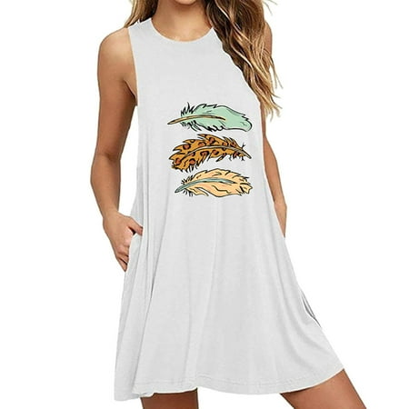 

Leesechin Clearance Women s Sleepwear Set Homewear Loungewear Pocket Printing Sleeveless Casual Nightdress Dresses