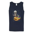 thumbnail image 2 of Funny Graphic Astronaut Cat in Space on Cheeseburger | Mens Cat Lover Graphic Tank Top, Navy, Medium, 2 of 3
