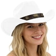 thumbnail image 3 of Vented Straw Cowboy Hat for Women Men Cattleman Crease Wide Brim Breathable Lightweight Western Cowgirl Hat Summer Beach, 3 of 6