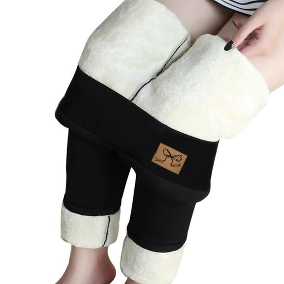 DHFJKG Winter Tights For Women Fuzzy Lining Opaque Leggings Solid Color High Waist Stretchy Thermal Base Layer Long Pants Insulated Stylish Trousers