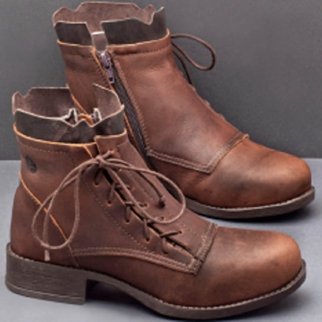 Botas con cremallera y vendaje a la moda para mujer, botas informales cálidas de tacón medio, botas de tubo medio Wmkox8yii sdhk443