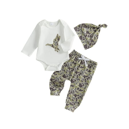 

Awevudst Baby Boys Pants Set Letters Romper with Cow Cactus Sweatpants Hat